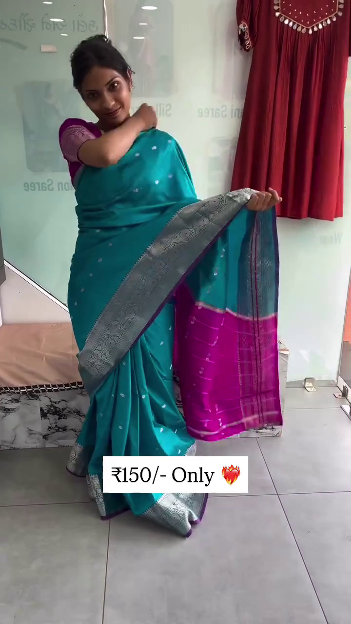 Dual Tone Soft Silk Look Saree with Rich Zari Border