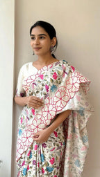Floral Embroidered Cotton Handloom Saree