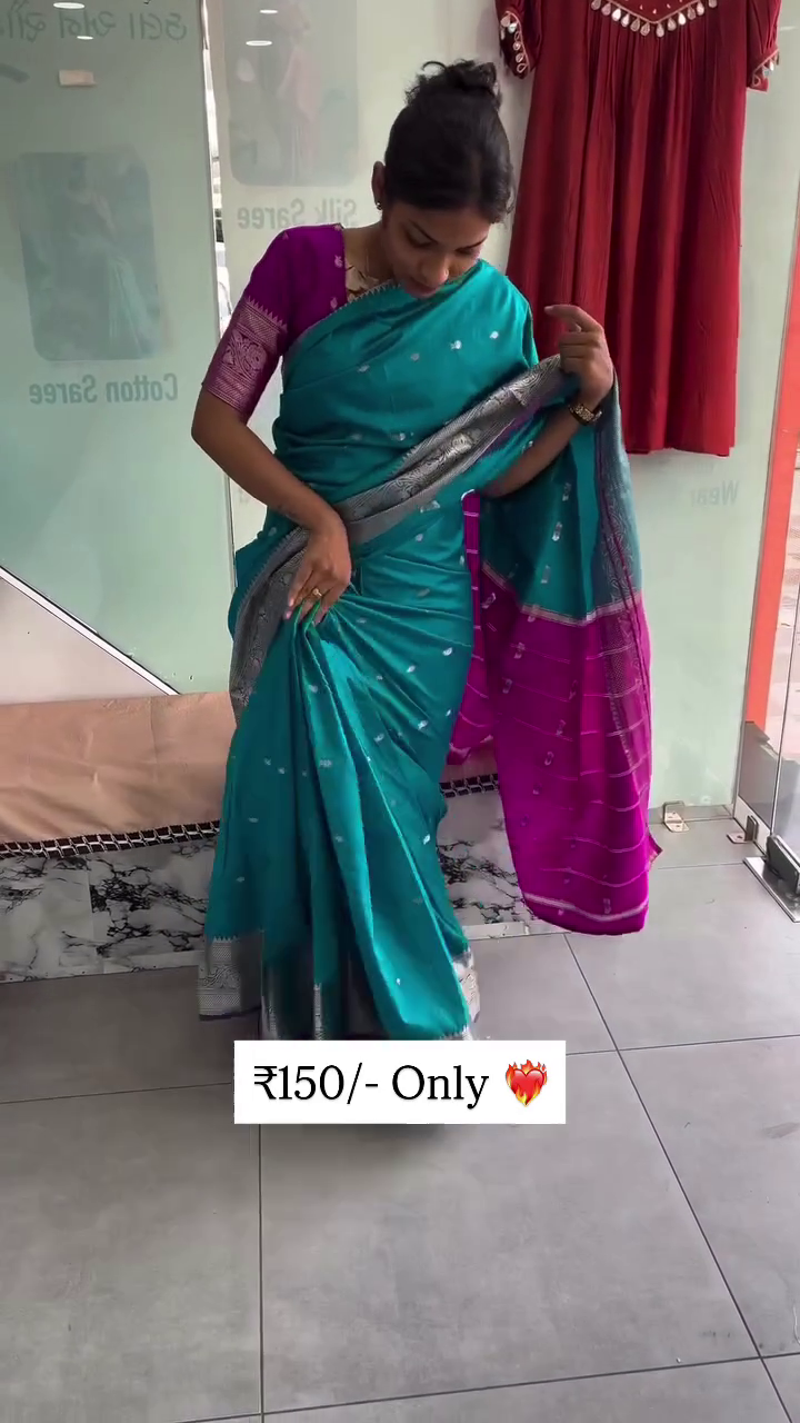 Dual Tone Soft Silk Look Saree with Rich Zari Border