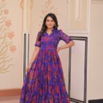 Blue Color Georgette With Print Gown