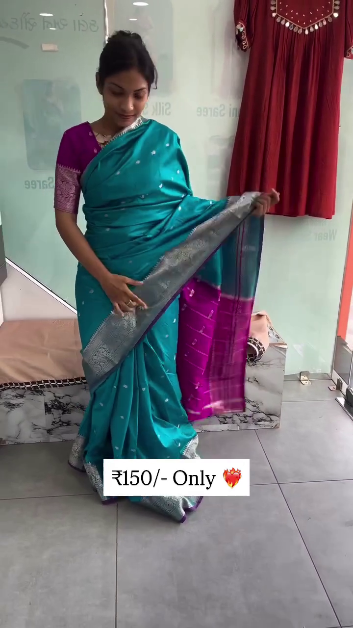 Dual Tone Soft Silk Look Saree with Rich Zari Border