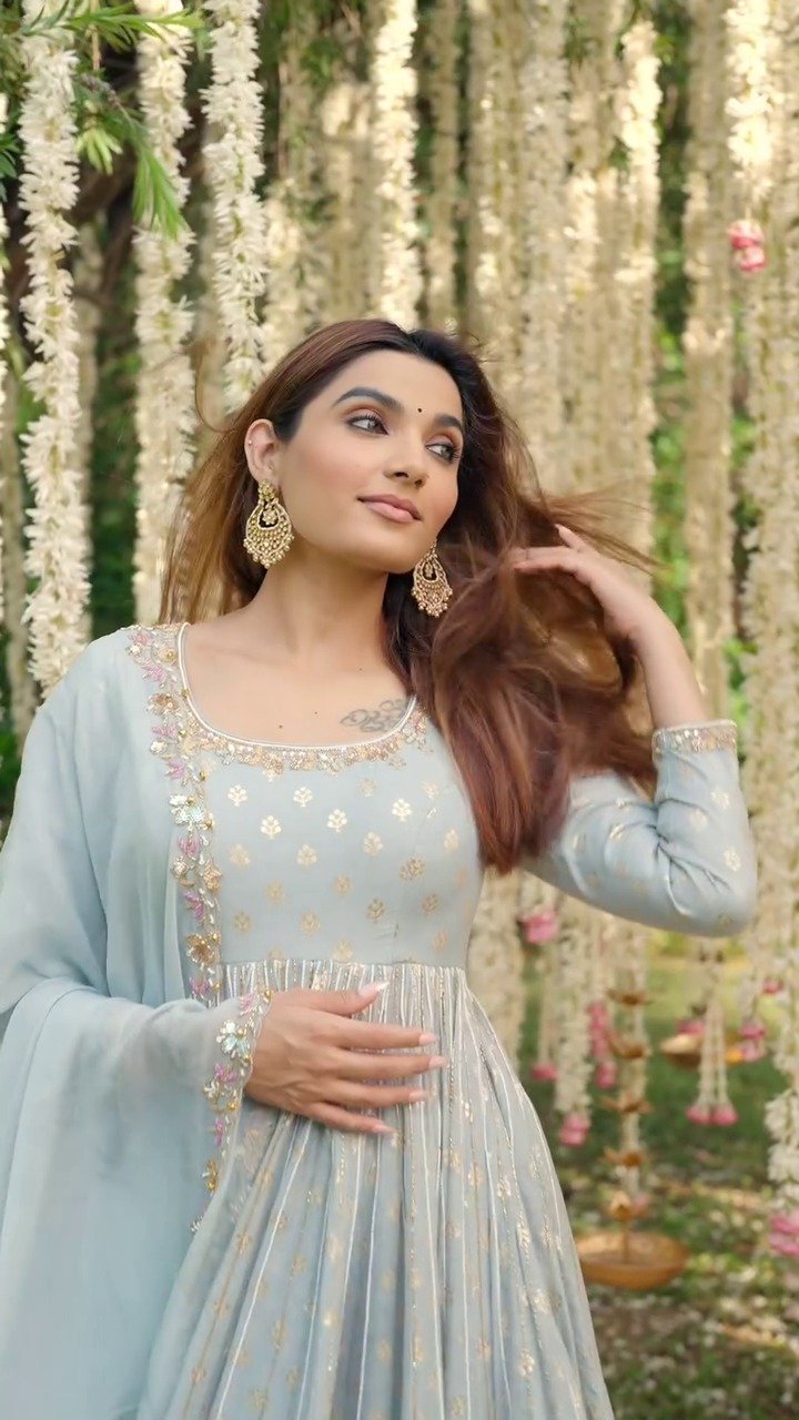 Designer Party Wear Light Green Anarkali Suit