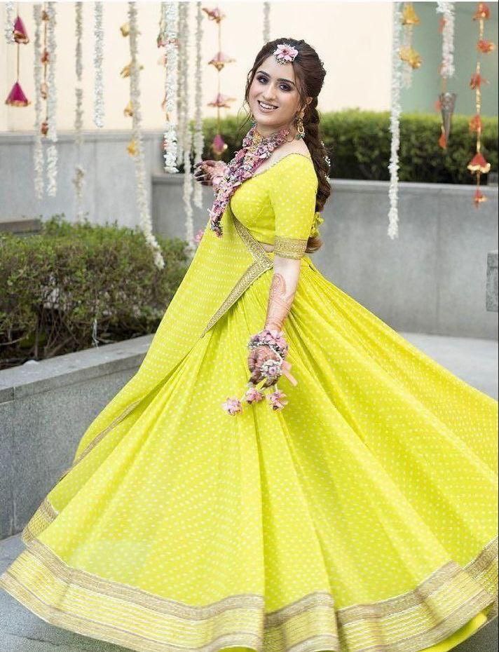 Haldi Wear Yellow Color Flared Lehenga Choli