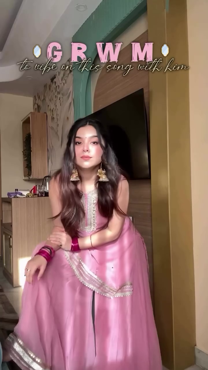 Dusty Pink Gota Patti Kurta Sharara Set with Embroidered Neckline