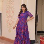 Blue Color Georgette With Print Gown