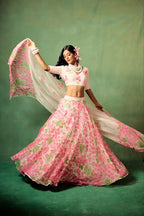 White Color Flower Printed Lehenga Choli